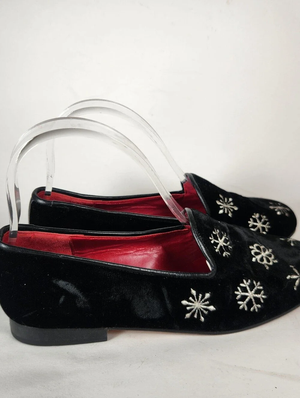 MICHAEL SIMON Women's Holiday Loafer  7.5 Clack Velvet Snowflake Embroidered VTG